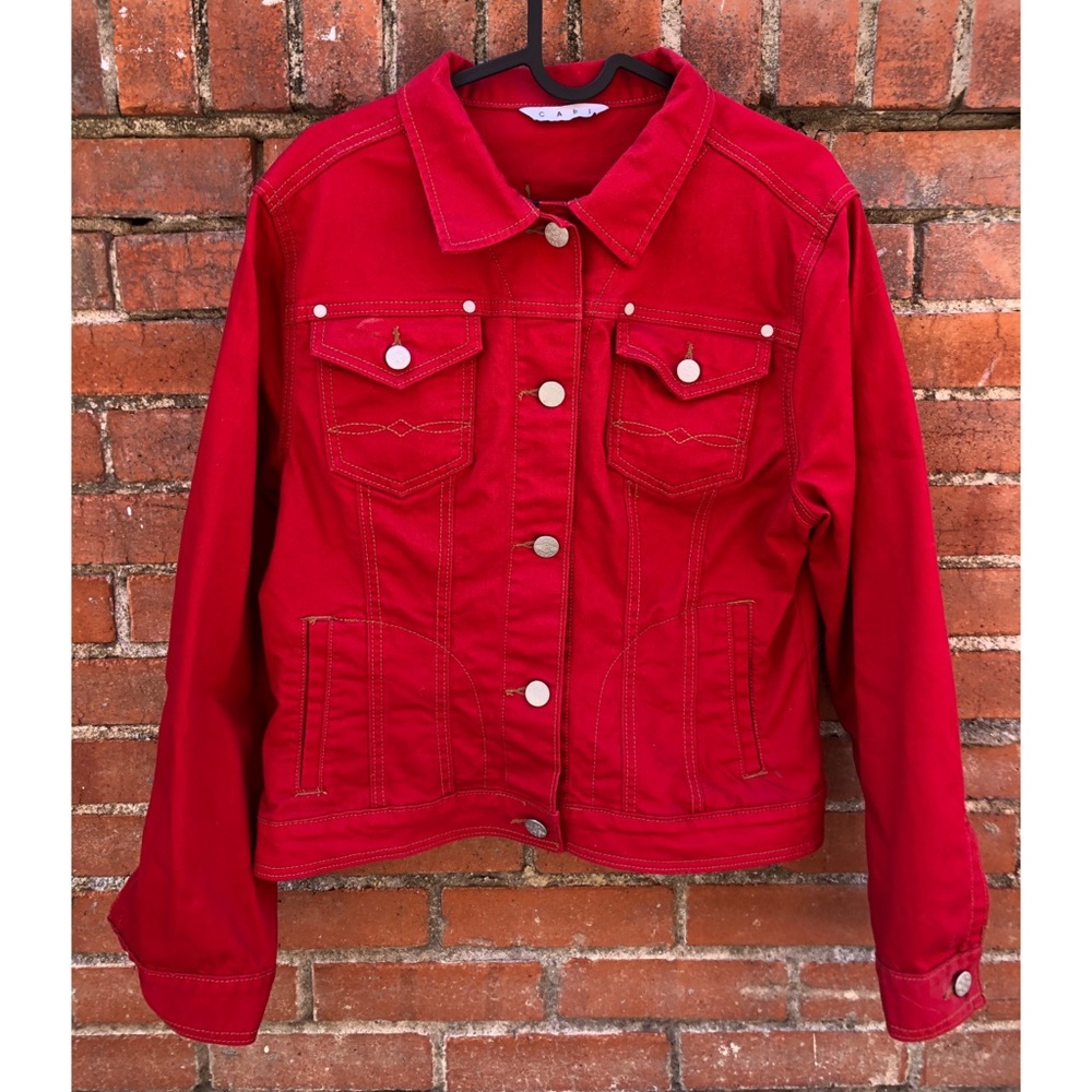CAbi Classic Red Denim Jacket
